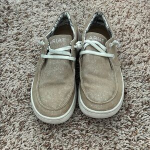 Ariat Beige Canvas Sneakers with White Accents